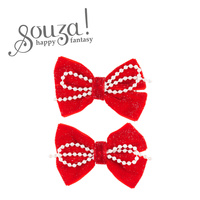Souza! Spinki do włosów z czerwonymi kokardami i perełkami Noel 2 szt.