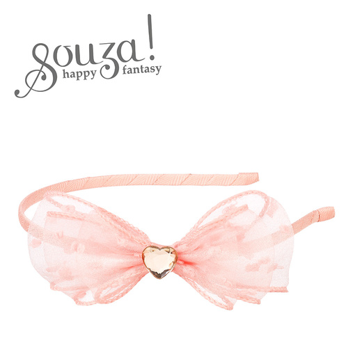 Souza! Opaska z kokardą i serduszkiem różowa Leah