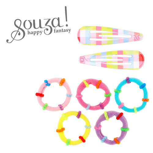 Souza! Zestaw tęczowych spinek i gumek do włosów Beryl 7 szt.