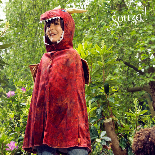 Souza! Kostium peleryna z kapturem - maską czerwony smok Red dragon 4-7 lat