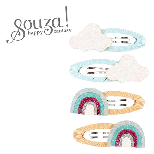 Souza! Spinki do włosów owinięte wstążką brokatowe tęcze i chmurki Yaella 4 szt.
