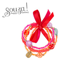 Souza! Bransoletki z koralików z uśmiechniętymi minkami pomarańczowo-różowe Ana 4 szt.