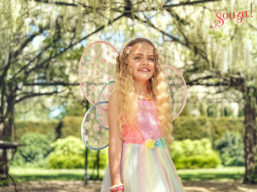 Souza! Kostium sukienka i skrzydła motyla wróżka Flora 3-4 lata