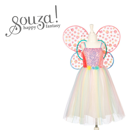 Souza! Kostium sukienka i skrzydła motyla wróżka Flora 3-4 lata